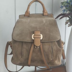 Elegant Brown Suede Backpack